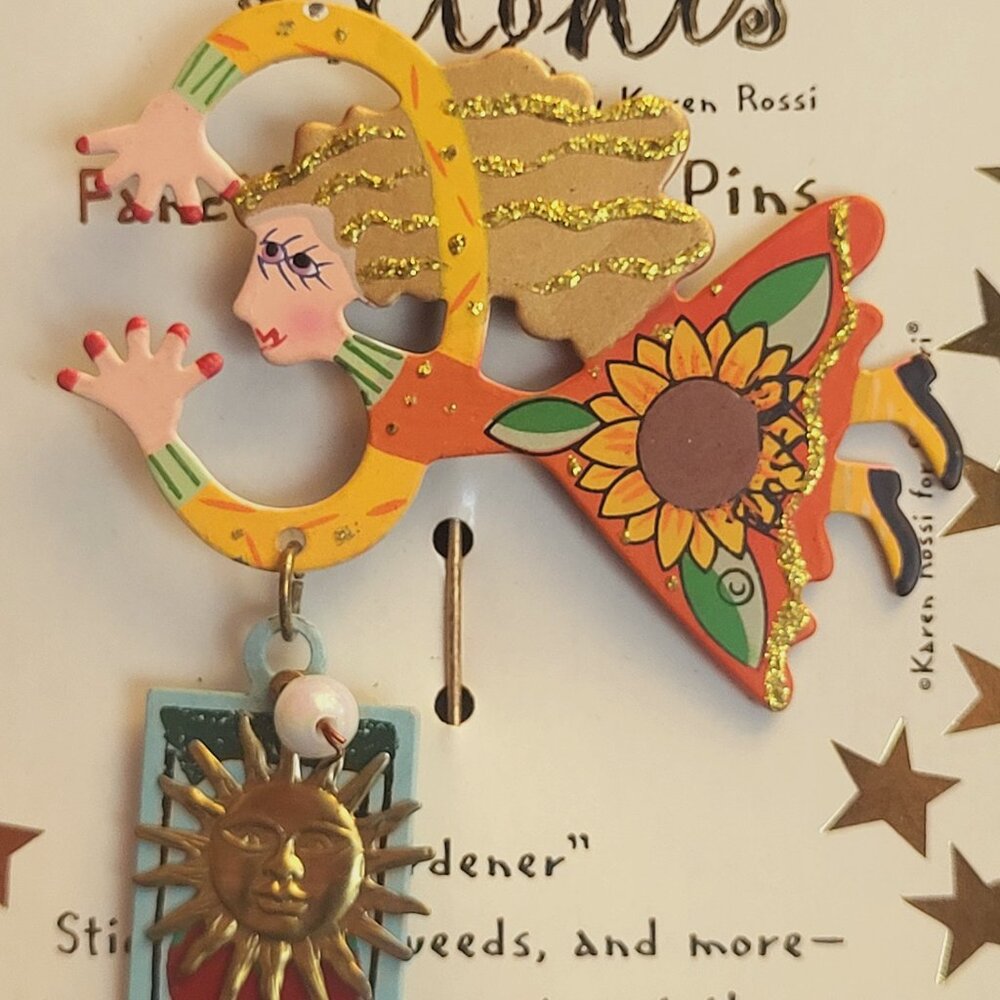 Karen Rossi ~ Fanciful Flights ~ Stick Lapel Pin ~ “Gardener” NWT